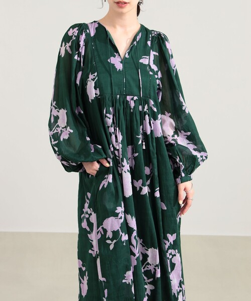 Demi-Luxe BEAMS(デミルクス ビームス)の「ne Quittez pas / ローズ スモック ワンピース(ワンピース・レディース・ホワイト系その他5/グリーン・MEDIUM)」の9枚目の写真