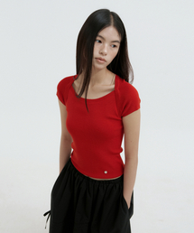 Boatneck Bolero Knit Top (red)
