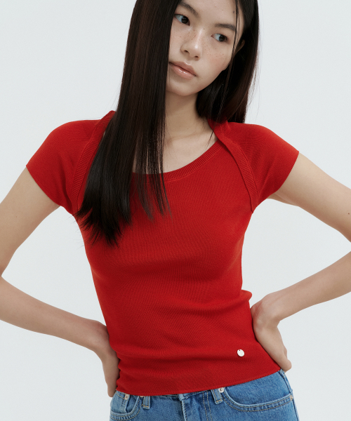LUCIR ZU（ルシールズ）の「Boatneck Bolero Knit Top (red)（ニット/セーター・レディース・その他・FREE）」の2枚目の写真