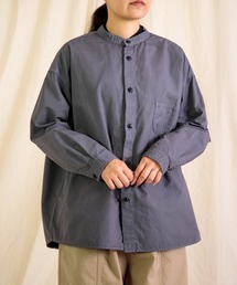 [prit] 甘撚オックス スタンドカラーシャツ