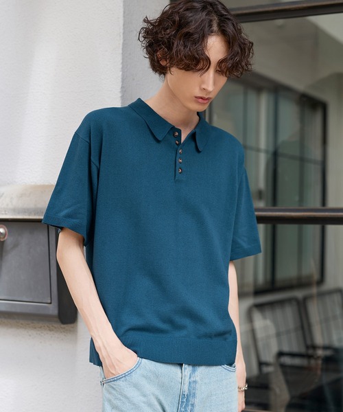 Bleme（ブレム）の「クラシック サマーニット ポロシャツ（ポロシャツ・メンズ・ブラック/オフホワイト/ブルー・L/S/M/XL）」の6枚目の写真