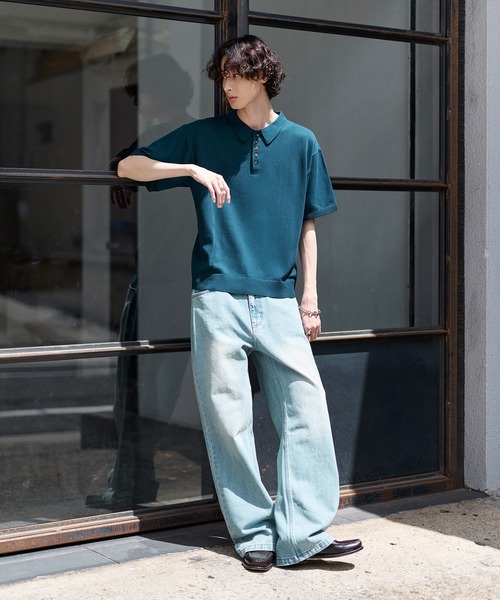 Bleme（ブレム）の「クラシック サマーニット ポロシャツ（ポロシャツ・メンズ・ブラック/オフホワイト/ブルー・L/S/M/XL）」の13枚目の写真