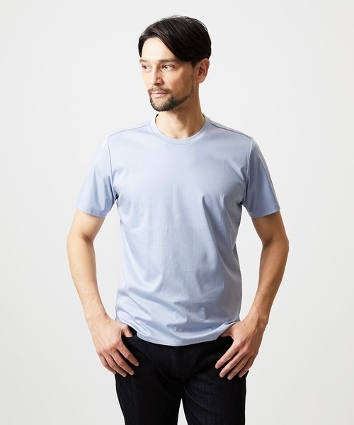 MICHEL KLEIN HOMME (ミッシェルクランオム)の「クルーネック半袖カットソー(Tシャツ/カットソー・メンズ・ホワイト/ライトブルー/ブラック/ネイビー/グレー・MEDIUM/LARGE/X-LARGE)」の4枚目の写真
