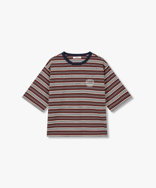 STUDIO TOMBOY（スタジオトムボーイ）の「マルチストライプクロップTシャツ_ラスト9176322976（Tシャツ/カットソー・レディース・ブラウン・OS）」の2枚目の写真