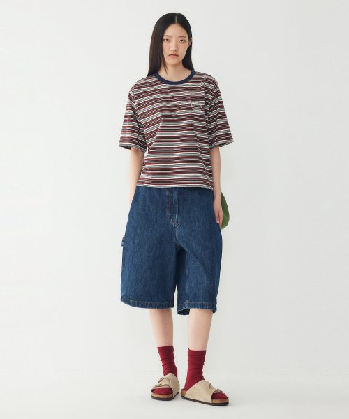 STUDIO TOMBOY（スタジオトムボーイ）の「マルチストライプクロップTシャツ_ラスト9176322976（Tシャツ/カットソー・レディース・ブラウン・OS）」の3枚目の写真