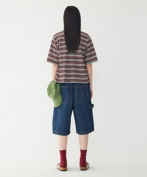 STUDIO TOMBOY（スタジオトムボーイ）の「マルチストライプクロップTシャツ_ラスト9176322976（Tシャツ/カットソー・レディース・ブラウン・OS）」の4枚目の写真