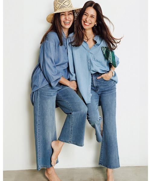 DoCLASSE( ドゥクラッセ)の「エアフレックスデニム・フレア(その他パンツ・レディース・ライトインディゴブルー/インディゴブルー・11/9)」の2枚目の写真