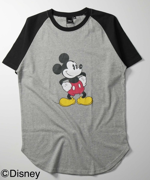 Disney(ディズニー)の「MICKEYMOUSE ラグラン半袖Tシャツ ミッキーマウス(Tシャツ/カットソー・メンズ・ホワイト系その他/ホワイト系その他4/ホワイト系その他3/ホワイト系その他2/ベージュ×ブラック/グレー/グレー系その他/ベージュ系その他・XL/L/M)」の1枚目の写真