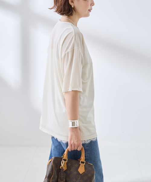 journal standard L'essage(ジャーナルスタンダードレサージュ)の「《追加/接触冷感》クールタッチベロアTシャツ(Tシャツ/カットソー・レディース・アイボリー/ネイビー/ブラウン・FREE)」の18枚目の写真