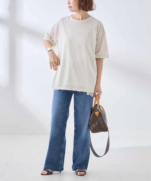 journal standard L'essage(ジャーナルスタンダードレサージュ)の「《追加/接触冷感》クールタッチベロアTシャツ(Tシャツ/カットソー・レディース・アイボリー/ネイビー/ブラウン・FREE)」の19枚目の写真