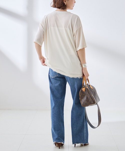 journal standard L'essage(ジャーナルスタンダードレサージュ)の「《追加/接触冷感》クールタッチベロアTシャツ(Tシャツ/カットソー・レディース・アイボリー/ネイビー/ブラウン・FREE)」の20枚目の写真