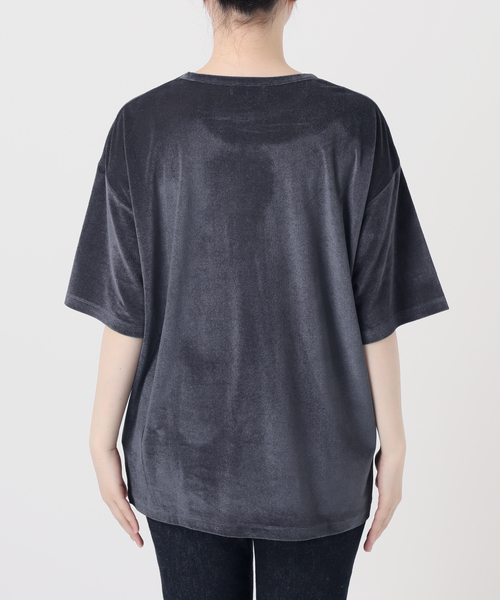 journal standard L'essage(ジャーナルスタンダードレサージュ)の「《追加/接触冷感》クールタッチベロアTシャツ(Tシャツ/カットソー・レディース・アイボリー/ネイビー/ブラウン・FREE)」の4枚目の写真