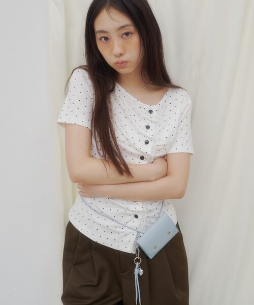 DISCOAT(ディスコート)の「【umm.】レースレイヤードドレープ半袖プルオーバー(Tシャツ/カットソー・レディース・アイボリー/ミント/サックスブルー/ライトグレー/ブルー系その他/ネイビー/ホワイト系その他/ブラウン・FREE)」の15枚目の写真