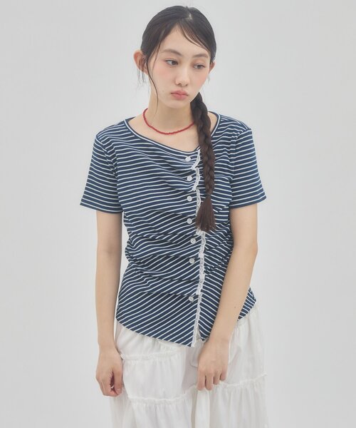 DISCOAT(ディスコート)の「【umm.】レースレイヤードドレープ半袖プルオーバー(Tシャツ/カットソー・レディース・アイボリー/ミント/サックスブルー/ライトグレー/ブルー系その他/ネイビー/ホワイト系その他/ブラウン・FREE)」の20枚目の写真