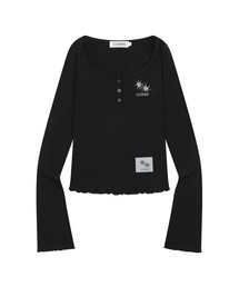 ダロUネックスリムフィットボタン長袖Tシャツ(4カラー)