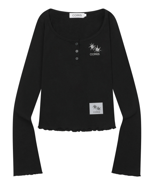 COIRIS(コイリス)の「ダロUネックスリムフィットボタン長袖Tシャツ(4カラー)(Tシャツ/カットソー・レディース・スカイブルー/ホワイト/ネイビー/ブラック・FREE)」の9枚目の写真