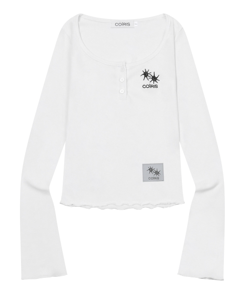 COIRIS(コイリス)の「ダロUネックスリムフィットボタン長袖Tシャツ(4カラー)(Tシャツ/カットソー・レディース・スカイブルー/ホワイト/ネイビー/ブラック・FREE)」の11枚目の写真