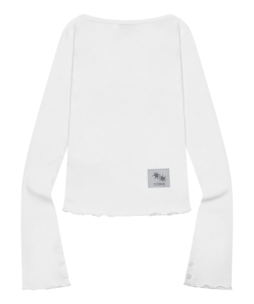COIRIS(コイリス)の「ダロUネックスリムフィットボタン長袖Tシャツ(4カラー)(Tシャツ/カットソー・レディース・スカイブルー/ホワイト/ネイビー/ブラック・FREE)」の12枚目の写真