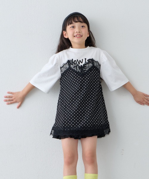 CIAOPANIC TYPY（チャオパニックティピー）の「【KIDS】ドットランジェリードッキングロゴチュニック《ZOZO限定》（Tシャツ/カットソー・キッズ・ホワイト/ブラック・110/130/150）」の7枚目の写真