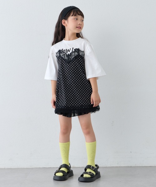 CIAOPANIC TYPY（チャオパニックティピー）の「【KIDS】ドットランジェリードッキングロゴチュニック《ZOZO限定》（Tシャツ/カットソー・キッズ・ホワイト/ブラック・110/130/150）」の6枚目の写真