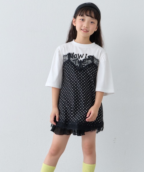 CIAOPANIC TYPY（チャオパニックティピー）の「【KIDS】ドットランジェリードッキングロゴチュニック《ZOZO限定》（Tシャツ/カットソー・キッズ・ホワイト/ブラック・110/130/150）」の5枚目の写真