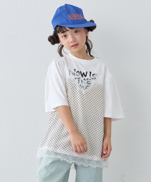 CIAOPANIC TYPY（チャオパニックティピー）の「【KIDS】ドットランジェリードッキングロゴチュニック《ZOZO限定》（Tシャツ/カットソー・キッズ・ホワイト/ブラック・110/130/150）」の3枚目の写真