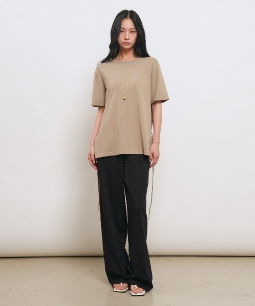 GENERAL IDEA(ジェネラルアイデア)の「【GENERAL IDEA】COOLセミワイドニットパンツ / COOL SEMI-WIDE KNIT PANTS(スウェットパンツ・レディース・アイボリー/ブラック・L/M/S)」の13枚目の写真