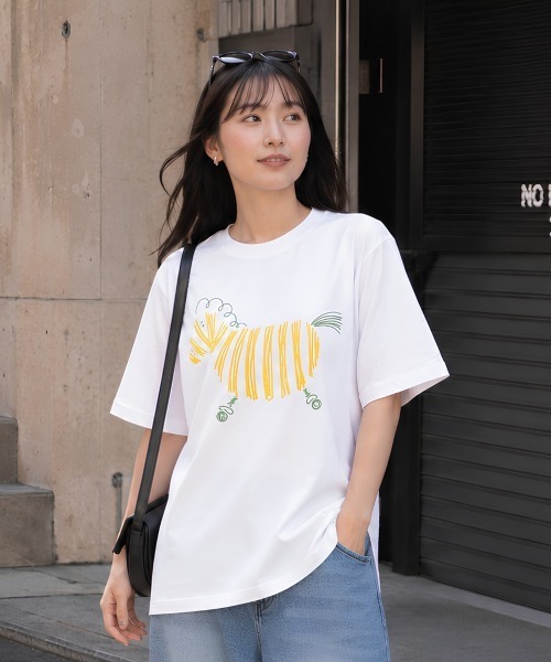 center i（センターアイ）の「アニマルプリント半袖Tシャツ（Tシャツ/カットソー・レディース・ベージュ/ピンク/グレー/ホワイト/ブラック・FREE）」の18枚目の写真