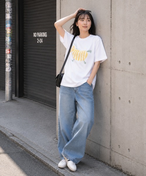 center i（センターアイ）の「アニマルプリント半袖Tシャツ（Tシャツ/カットソー・レディース・ベージュ/ピンク/グレー/ホワイト/ブラック・FREE）」の20枚目の写真