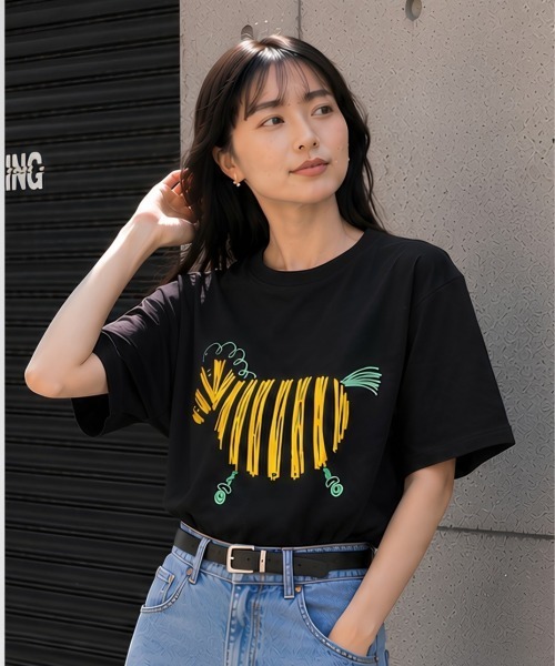 center i（センターアイ）の「アニマルプリント半袖Tシャツ（Tシャツ/カットソー・レディース・ベージュ/ピンク/グレー/ホワイト/ブラック・FREE）」の22枚目の写真