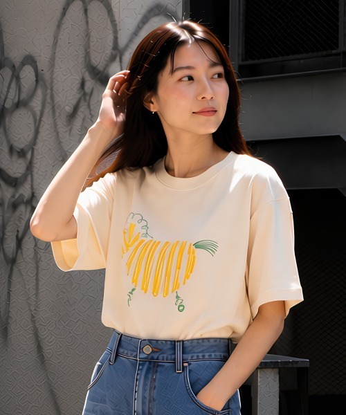 center i（センターアイ）の「アニマルプリント半袖Tシャツ（Tシャツ/カットソー・レディース・ベージュ/ピンク/グレー/ホワイト/ブラック・FREE）」の11枚目の写真