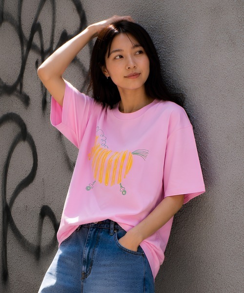 center i（センターアイ）の「アニマルプリント半袖Tシャツ（Tシャツ/カットソー・レディース・ベージュ/ピンク/グレー/ホワイト/ブラック・FREE）」の14枚目の写真