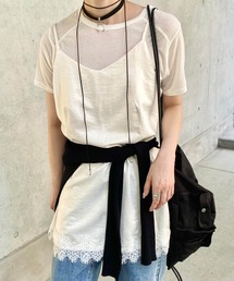 ISOOK | レースキャミソールミニワンピース(kiharu select) / レースビスチェ レースキャミソール レイヤード 重ね着 サテンビスチェ 裾レースデザインインナー(チュニック)