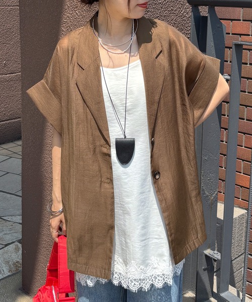 ISOOK(アイスー)の「レースキャミソールミニワンピース(kiharu select) / レースビスチェ レースキャミソール レイヤード 重ね着 サテンビスチェ 裾レースデザインインナー(チュニック・レディース・ホワイト/ブラック・FREE)」の11枚目の写真