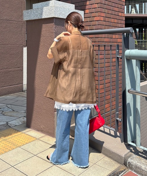 ISOOK(アイスー)の「レースキャミソールミニワンピース(kiharu select) / レースビスチェ レースキャミソール レイヤード 重ね着 サテンビスチェ 裾レースデザインインナー(チュニック・レディース・ホワイト/ブラック・FREE)」の12枚目の写真