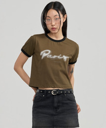 JUAN HOMME（ジュアンオム）の「オノレ・デ・ヴィルザックリンガークロップハーフスリーブ（カーキ）（Tシャツ/カットソー）」
