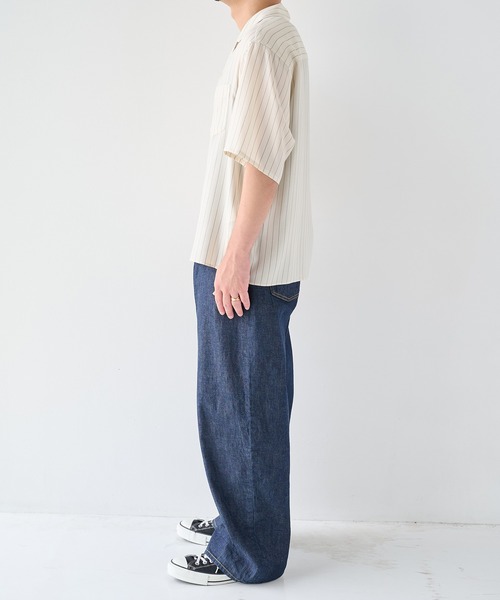 STUDIOUS(ステュディオス)の「【STUDIOUS】Cupra Stripe Open Shirts / キュプラストライプオープンシャツ(シャツ/ブラウス・メンズ・ホワイト・1/2)」の10枚目の写真