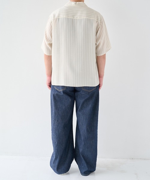 STUDIOUS(ステュディオス)の「【STUDIOUS】Cupra Stripe Open Shirts / キュプラストライプオープンシャツ(シャツ/ブラウス・メンズ・ホワイト・1/2)」の11枚目の写真