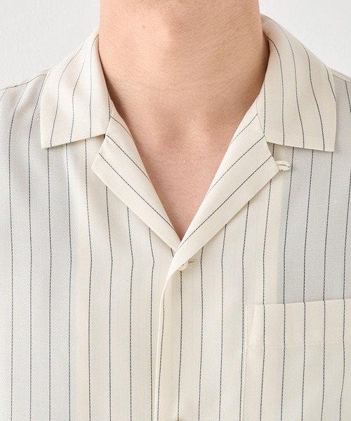 STUDIOUS(ステュディオス)の「【STUDIOUS】Cupra Stripe Open Shirts / キュプラストライプオープンシャツ(シャツ/ブラウス・メンズ・ホワイト・1/2)」の12枚目の写真