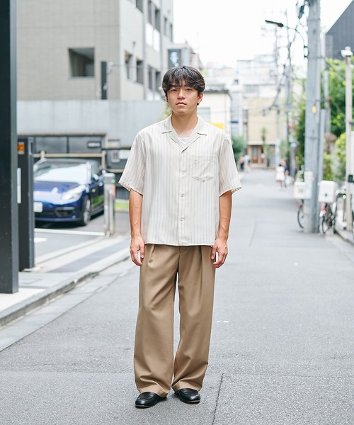 STUDIOUS(ステュディオス)の「【STUDIOUS】Cupra Stripe Open Shirts / キュプラストライプオープンシャツ(シャツ/ブラウス・メンズ・ホワイト・1/2)」の2枚目の写真