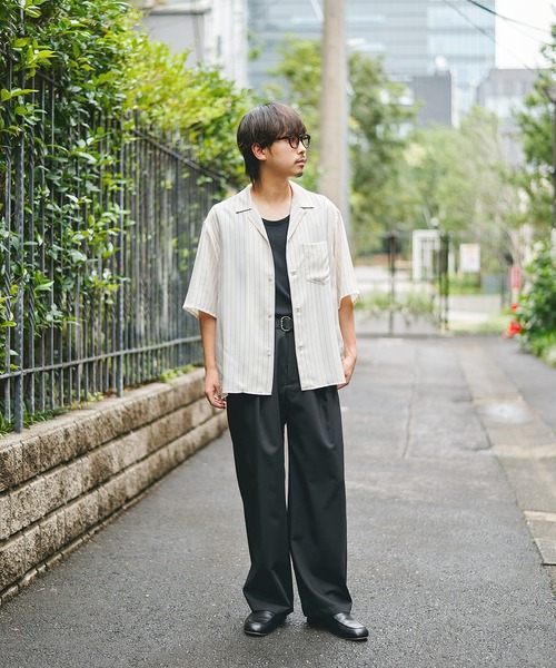 STUDIOUS(ステュディオス)の「【STUDIOUS】Cupra Stripe Open Shirts / キュプラストライプオープンシャツ(シャツ/ブラウス・メンズ・ホワイト・1/2)」の4枚目の写真