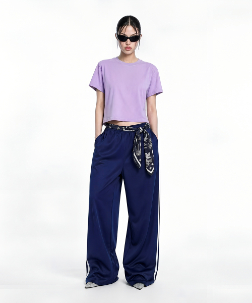 C WEAR BY THE GENIUS(シーウェアバイザジーニアス)の「オーバーサイズクロップTシャツライトパープル(Tシャツ/カットソー・レディース・その他・SMALL/LARGE/MEDIUM/X-LARGE/X-SMALL)」の1枚目の写真