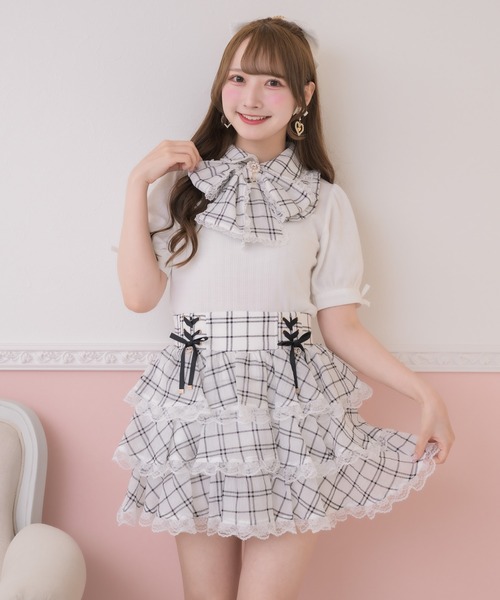 ROJITA（ロジータ）の「【セットアップ対応】シアーティアードスカパン（スカート・レディース・ブラック/ホワイト/マルチ・FREE）」の12枚目の写真