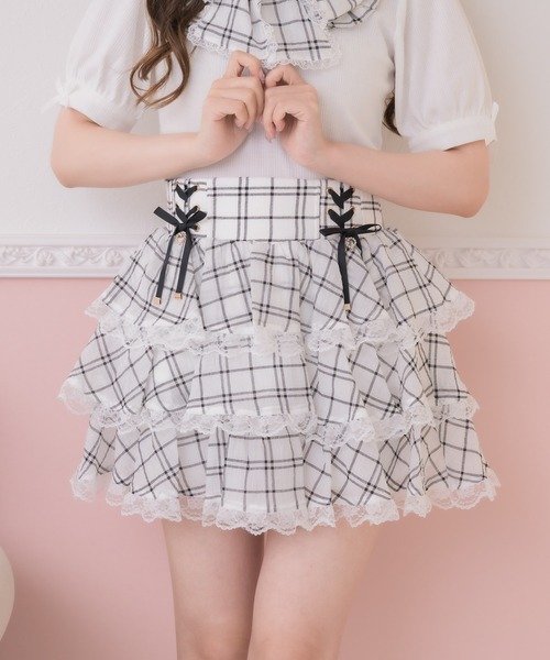 ROJITA（ロジータ）の「【セットアップ対応】シアーティアードスカパン（スカート・レディース・ブラック/ホワイト/マルチ・FREE）」の9枚目の写真