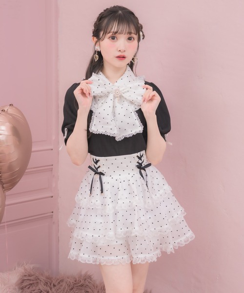 ROJITA（ロジータ）の「【セットアップ対応】シアーティアードスカパン（スカート・レディース・ブラック/ホワイト/マルチ・FREE）」の4枚目の写真