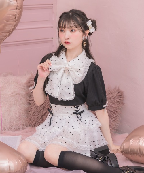 ROJITA（ロジータ）の「【セットアップ対応】シアーティアードスカパン（スカート・レディース・ブラック/ホワイト/マルチ・FREE）」の7枚目の写真
