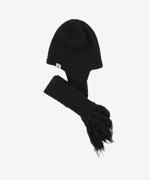 L.H.P(エルエイチピー)の「VARZAR/バザール/VA Square Label Knit muffler beanie(ニットキャップ/ビーニー・レディース・ブラック・F)」の4枚目の写真