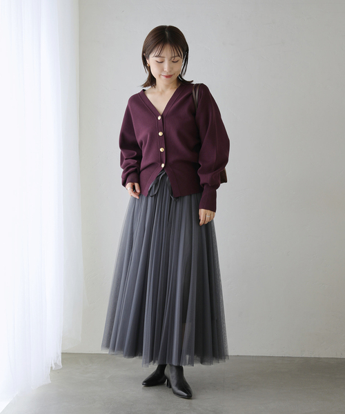 La TOTALITE(ラトータリテ)の「【洗える】Vネックシルエットカーディガン(カーディガン/ボレロ・レディース・パープル/ブラック/ホワイト・FREE)」の17枚目の写真