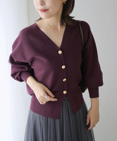 La TOTALITE(ラトータリテ)の「【洗える】Vネックシルエットカーディガン(カーディガン/ボレロ・レディース・パープル/ブラック/ホワイト・FREE)」の20枚目の写真