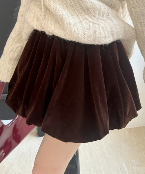 Ada.（エイダ）の「ベロア バルーン ミニ スカート（スカート・レディース・ブラック/ブラウン・M/S）」の2枚目の写真
